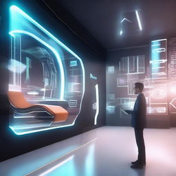 Create an image showcasing futuristic technology in a sleek, modern environment