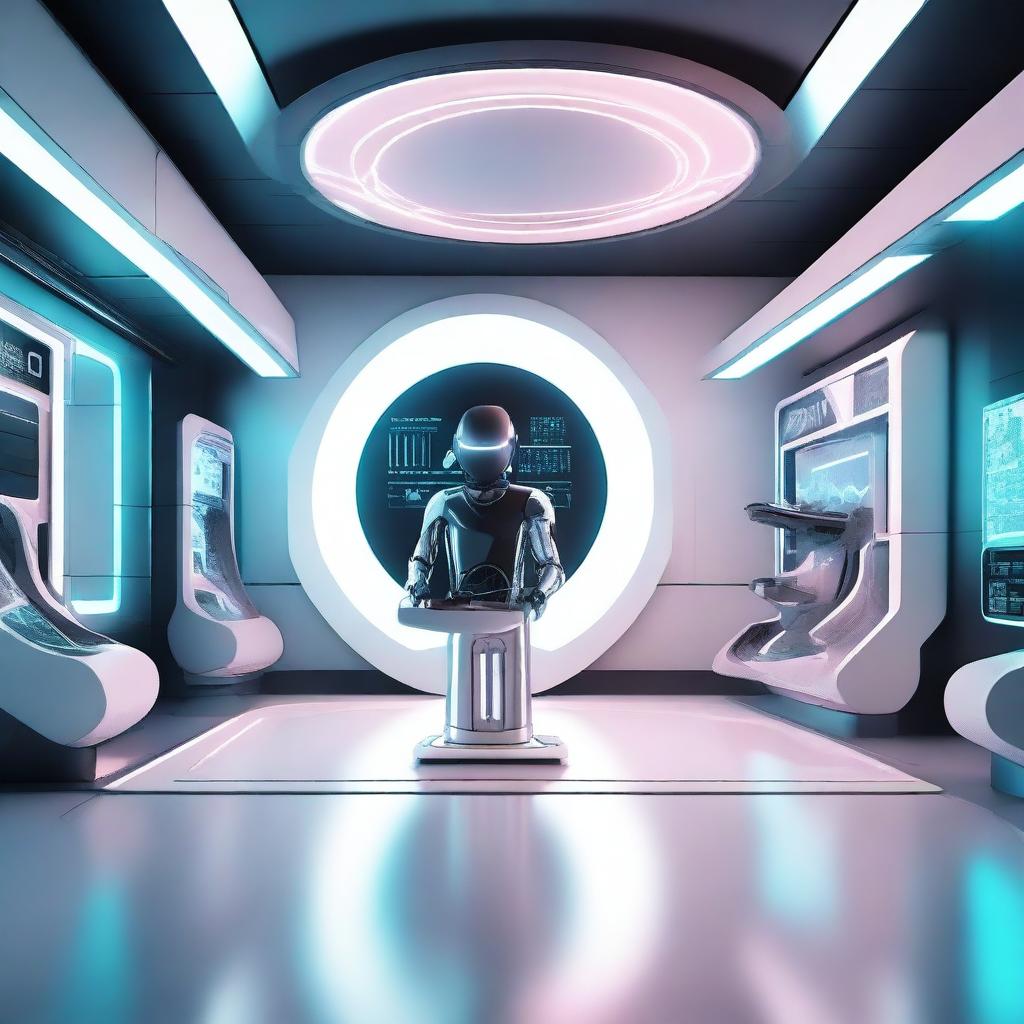 Create an image showcasing futuristic technology in a sleek, modern environment