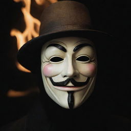 Guy Fawkes mask artfully depicted in a cinematic photography style