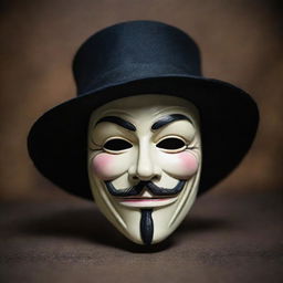 Guy Fawkes mask artfully depicted in a cinematic photography style