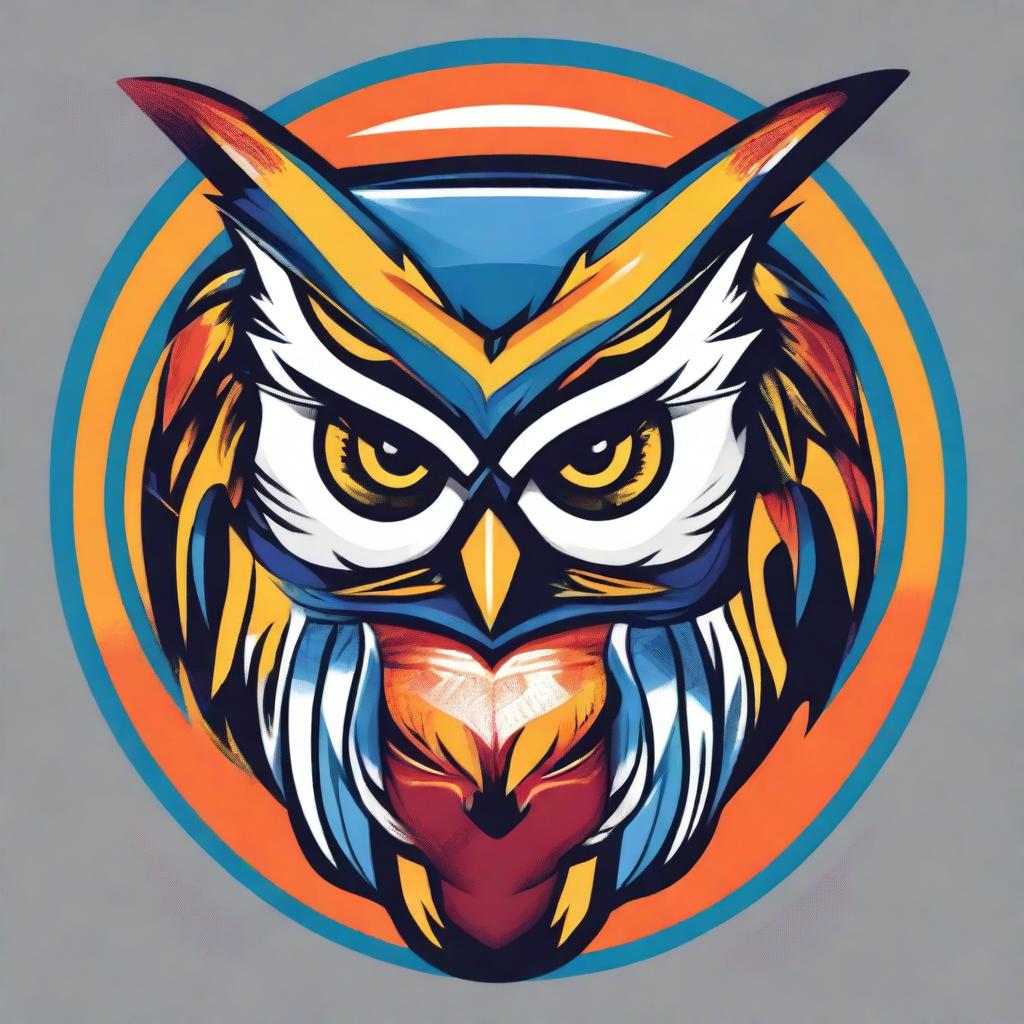 A vibrant and dynamic design for an interclass sports competition t-shirt featuring a mascot owl