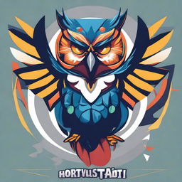 A vibrant and dynamic design for an interclass sports competition t-shirt featuring a mascot owl