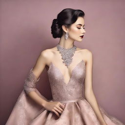 Create an image that is elegant and alluring, featuring a sophisticated and stylish individual in a glamorous setting