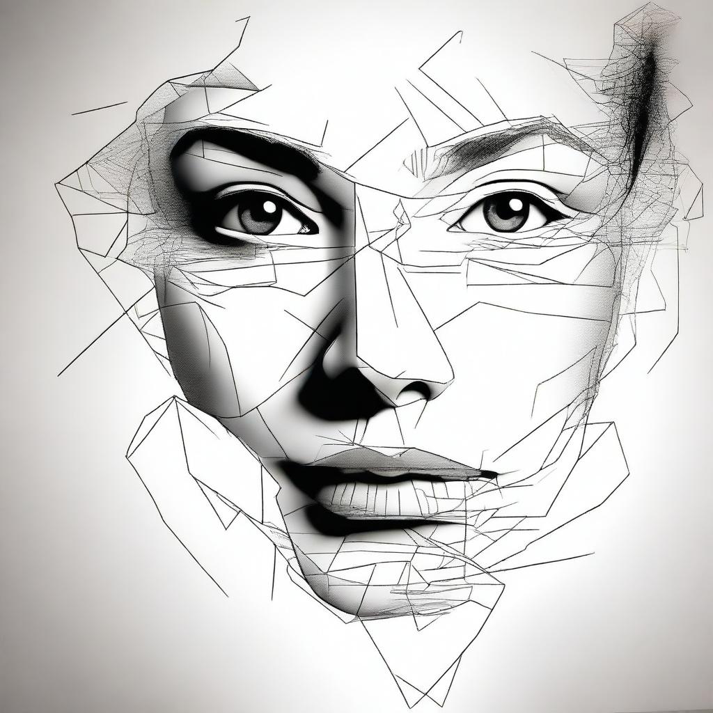 An artistic rendering of an incomplete face of a woman