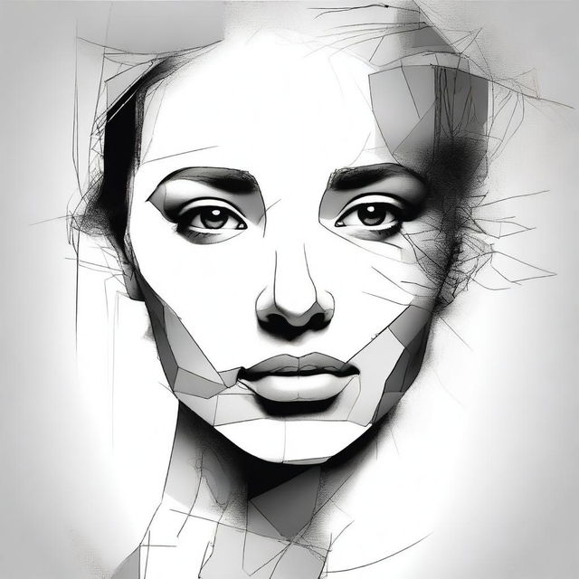 An artistic rendering of an incomplete face of a woman