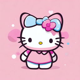 A cute and adorable Hello Kitty character, smiling and wearing a pink bow on her head