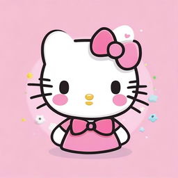 A cute and adorable Hello Kitty character, smiling and wearing a pink bow on her head