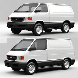 A 1996 Mazda Bongo van modified with a futuristic Tesla Cybertruck style body kit