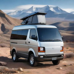 A futuristic Mazda Bongo with clean lines designed for off-road 4x4 adventures