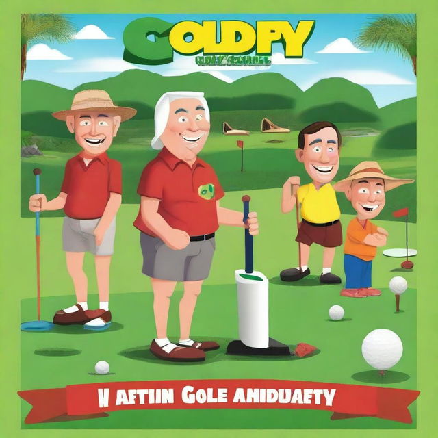 A movie poster in the style of Caddyshack for a mini golf tournament