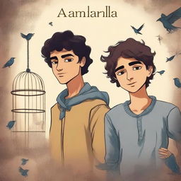 Create a captivating book cover featuring two teenage characters: Arbani Edgar Adynata and Sabila