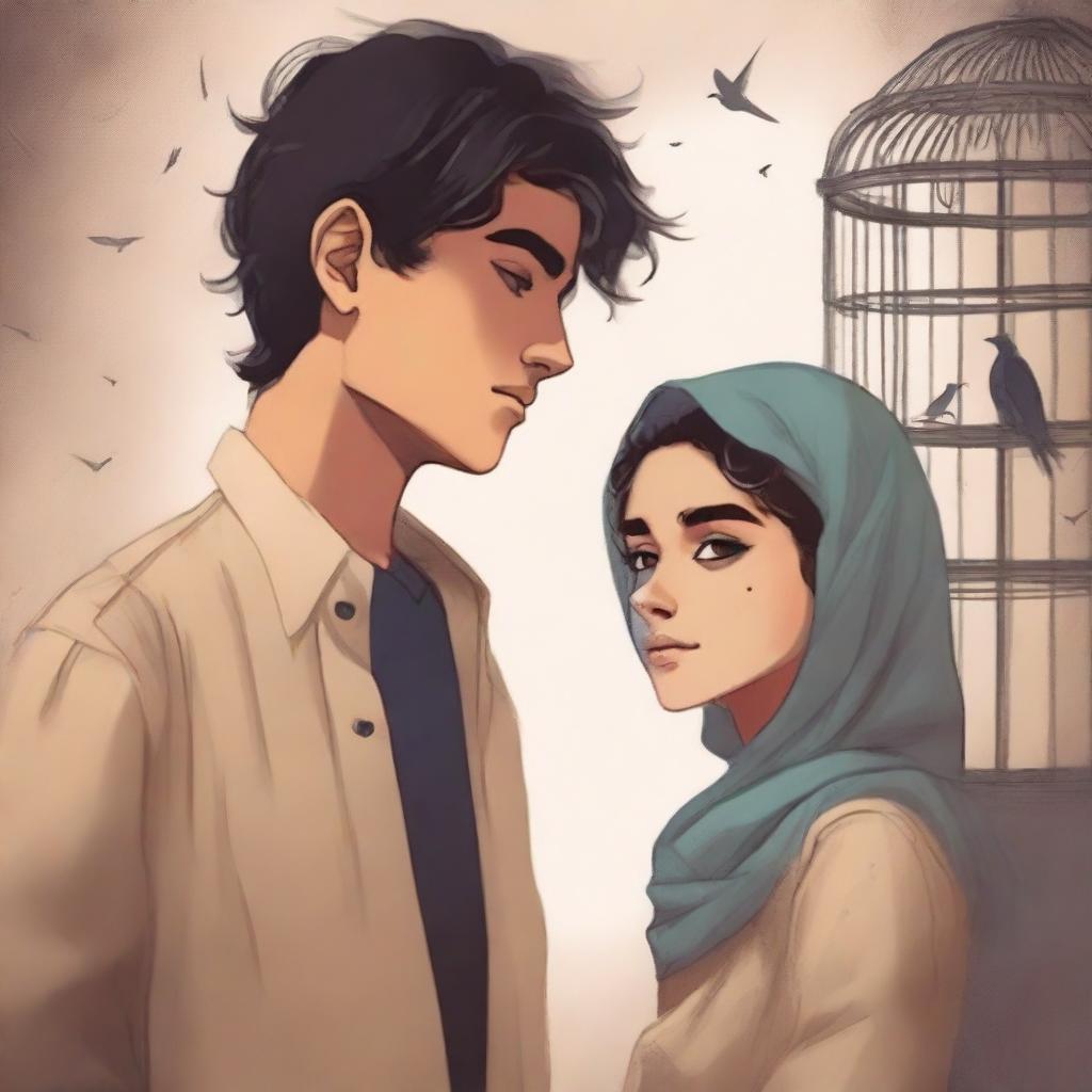 Create a captivating book cover featuring two teenage characters: Arbani Edgar Adynata and Sabila