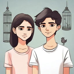 Design a new image featuring two teenage characters: Arbani Edgar Adynata and Sabila