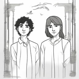 Design an image featuring two teenage characters: Arbani Edgar Adynata and Sabila