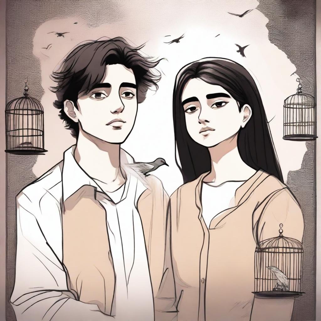 Create an image featuring two visually appealing teenage characters: Arbani Edgar Adynata and Sabila