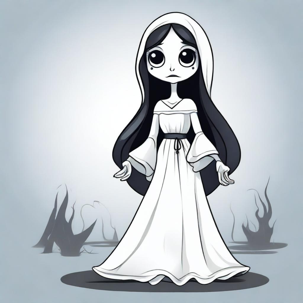 Create a vector illustration of 'La Llorona' character in a toon style