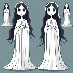 Create a vector illustration of 'La Llorona' character in a toon style