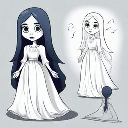 Create a vector illustration of 'La Llorona' character in a toon style