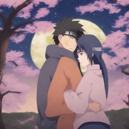 A deeply romantic scene featuring Naruto and Hinata from the Naruto series