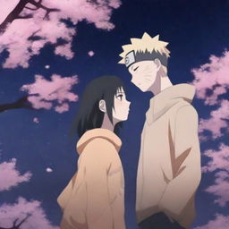 A deeply romantic scene featuring Naruto and Hinata from the Naruto series