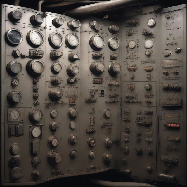 A metallic control panel on a submarine