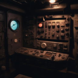 A control panel on a submarine in a horror game