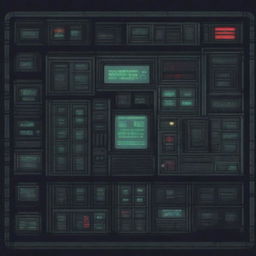 A control panel on a submarine in a horror game, depicted in pixel art style