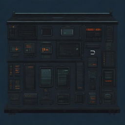 A control panel on a submarine in a horror-pixel art style