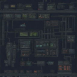 A control panel on a submarine in a horror-pixel art style