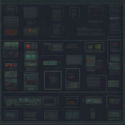 A control panel on a military submarine depicted in a horror-pixel art style