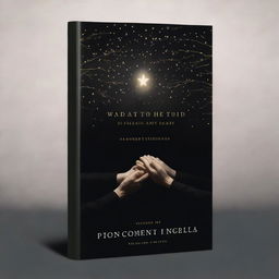 A book cover with a black background and golden hands holding glowing white stars in their hands, with the hands reaching for each other