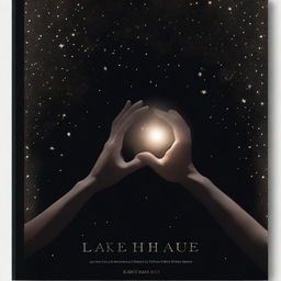 A book cover with a black background and golden hands holding glowing white stars in their hands, with the hands reaching for each other