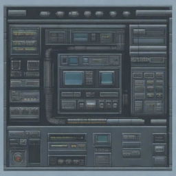 A control panel on a military submarine depicted in a pixel art style