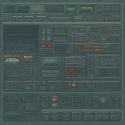 A control panel on a military submarine depicted in a pixel art style