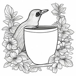 Create a coloring book page image featuring a split scene