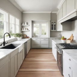 Create an image of a brand new kitchen