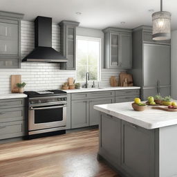 Create an image of a brand new kitchen