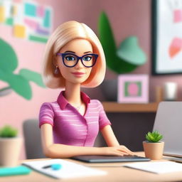 A modern depiction of Barbie as an online teacher