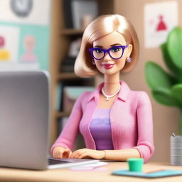 A modern depiction of Barbie as an online teacher