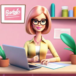 A modern depiction of Barbie as an online teacher