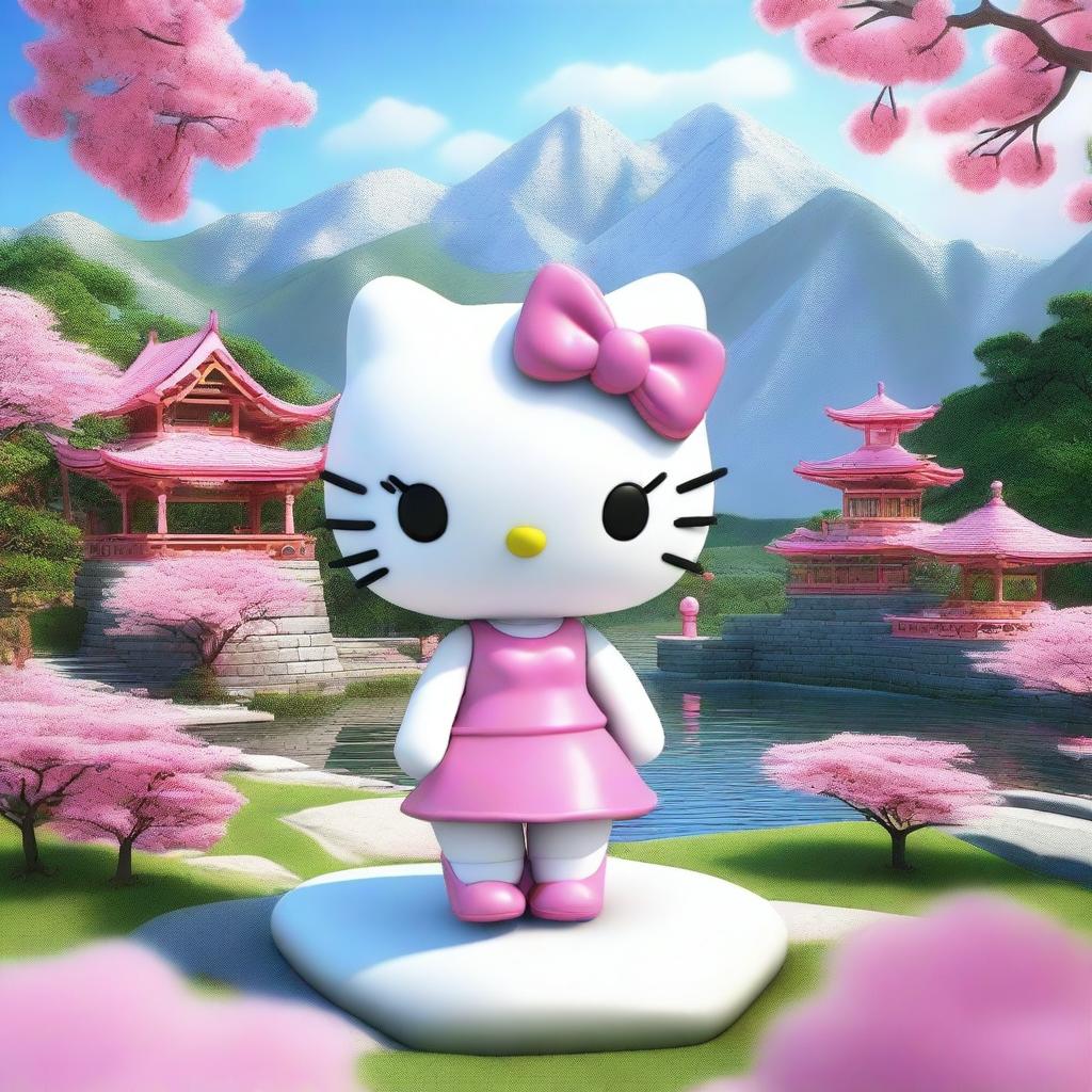 A 3D depiction of Hello Kitty, designed to look beautiful with makeup