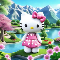 A 3D depiction of Hello Kitty, designed to look beautiful with makeup