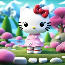 A 3D depiction of Hello Kitty, designed to look beautiful with makeup