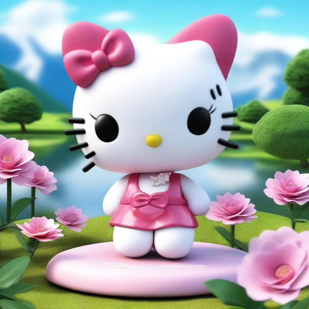 A 3D depiction of Hello Kitty, designed to look beautiful with makeup