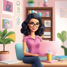 A modern depiction of Barbie as an online teacher