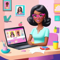 A modern depiction of Barbie as an online preschool teacher