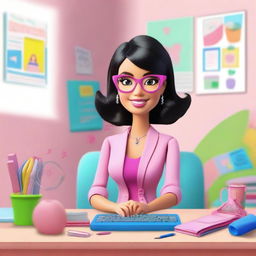 A modern depiction of Barbie as an online preschool teacher