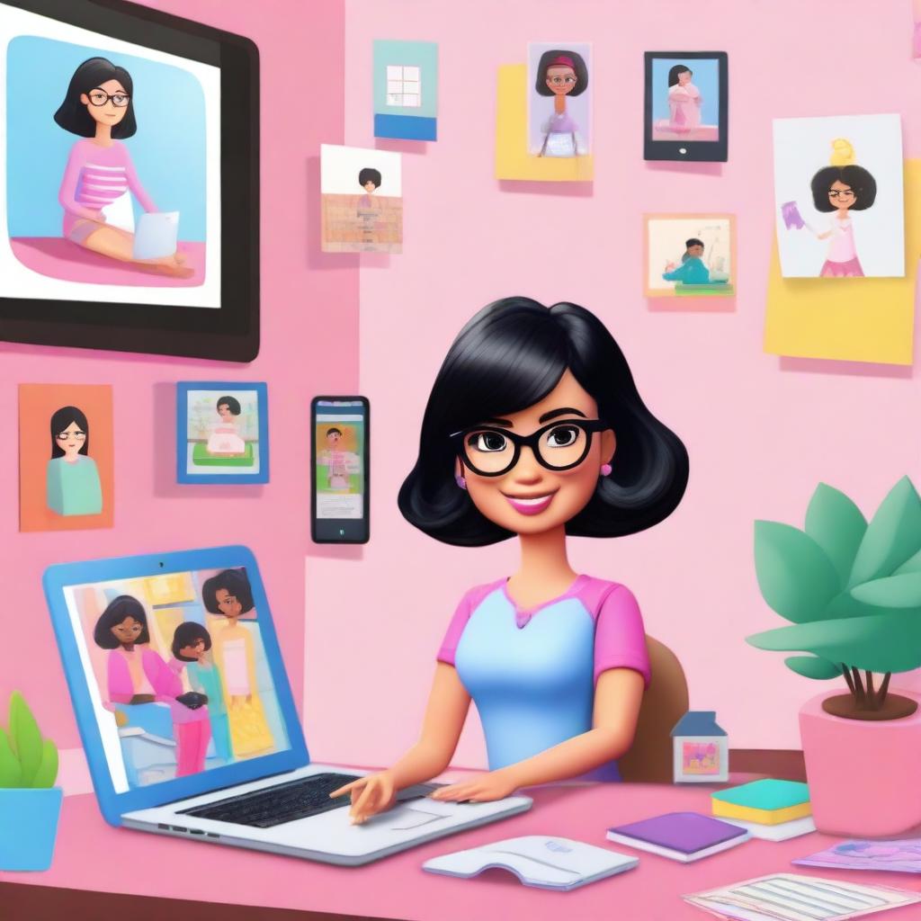 A modern depiction of Barbie as an online preschool teacher