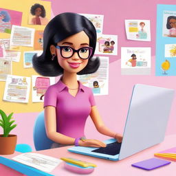 A modern depiction of Barbie as an online preschool teacher