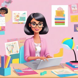 A modern depiction of Barbie as an online preschool teacher